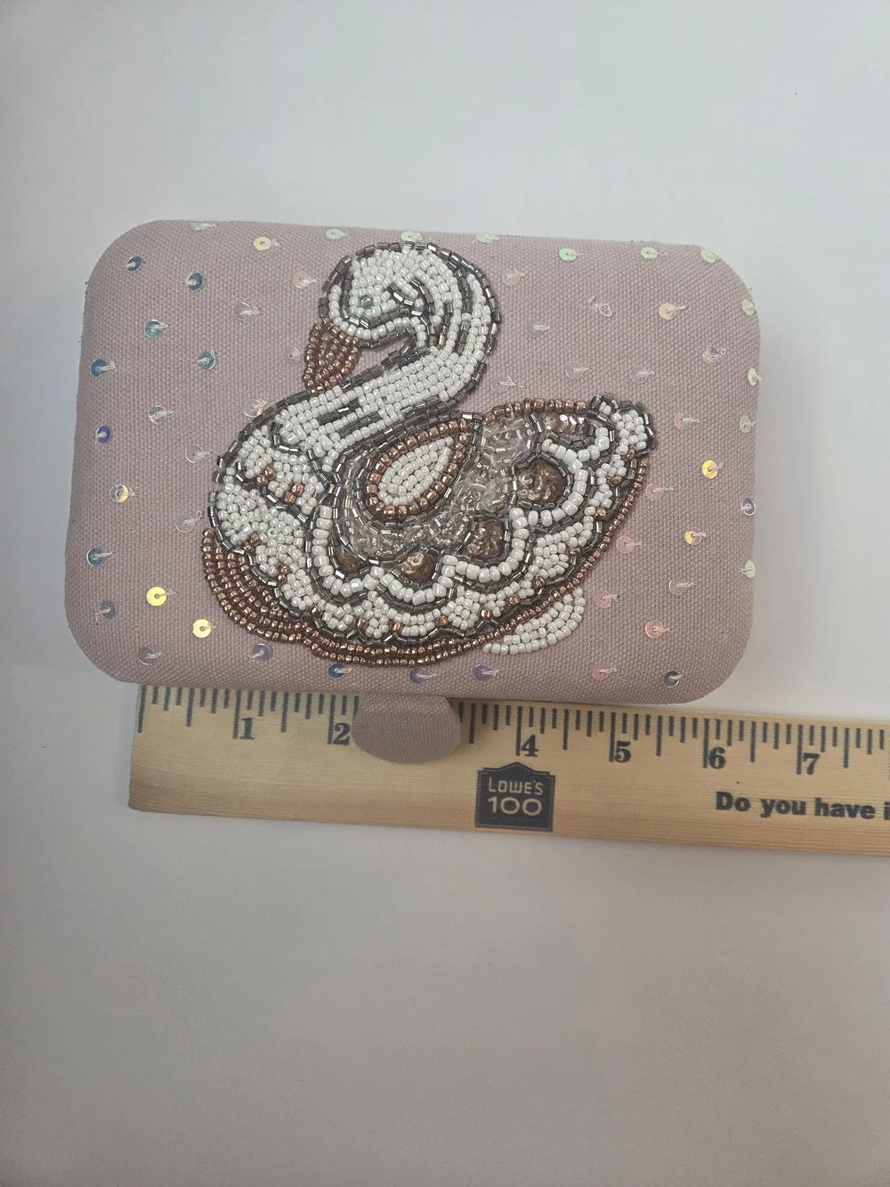 Beaded Swan Jewelry Box - Dusty Pink